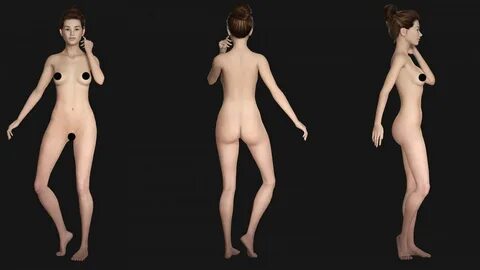 Naked Asian Woman RealTime 3D Model. 