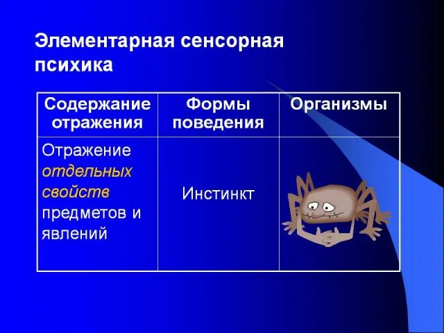 Сенсорная психика человека. Стадия элементарной сенсорной психики. Низший уровень элементарной сенсорной психики. Стадия элементарной сенсорной психики. Стадии развития психики.