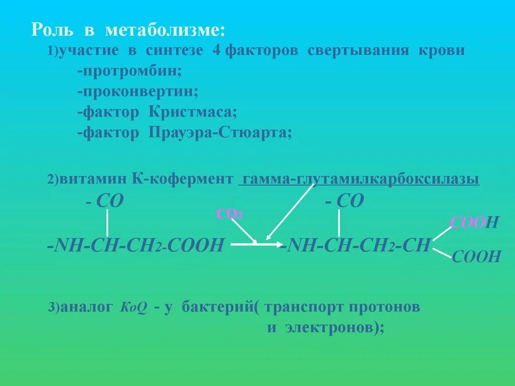 КФК роль в метаболизме. КФ роль в метаболизме. Синтез факторов свертывания крови витамин к. В1 участие в метаболизме. Участвует в белковом обмене