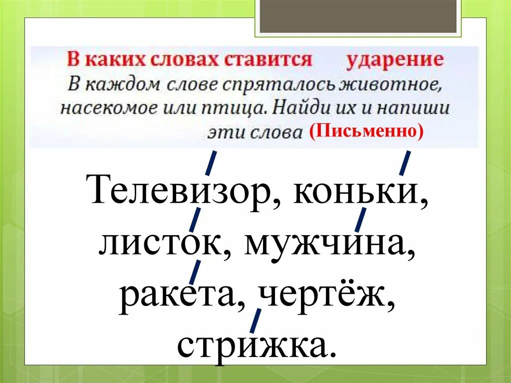 Ударение. Графическое изображение ударения. Ударения в словах. Предложение с ударением в словах. Понятный знак ударения