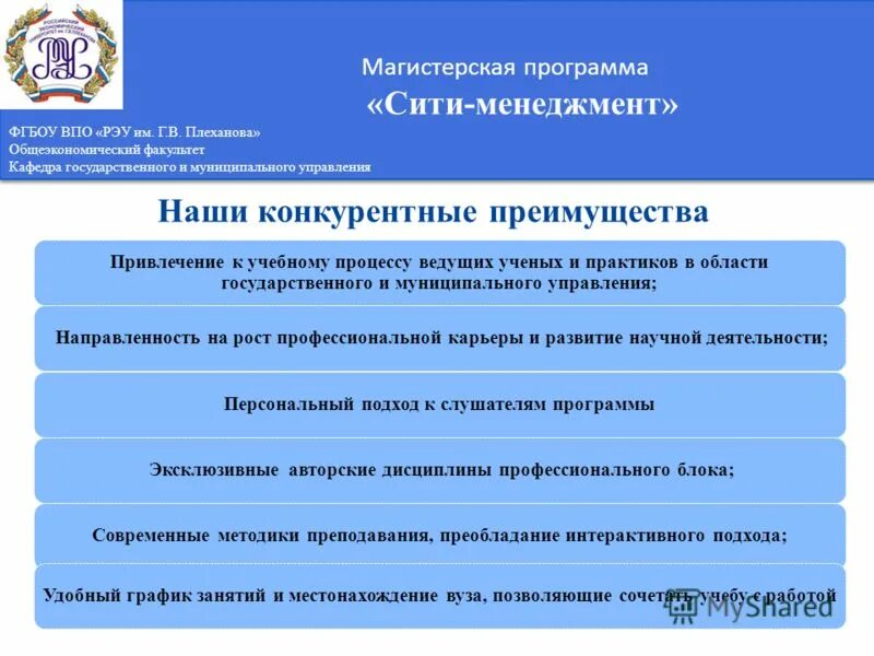 Кафедра ГМУ РЭУ. Государственное и муниципальное управление ГМУ. Магистерская программа. ФГБОУ ВПО РЭУ им г.в Плеханова.