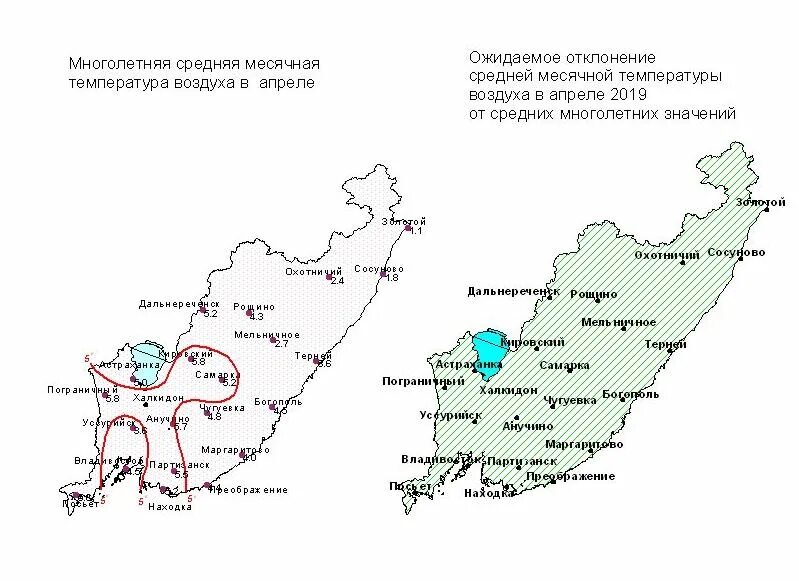 Погода приморский край сержантов. Приморский край на карте. Климат Приморского края. Средняя месячная температура 2019 год. Метеокарта Приморского края.