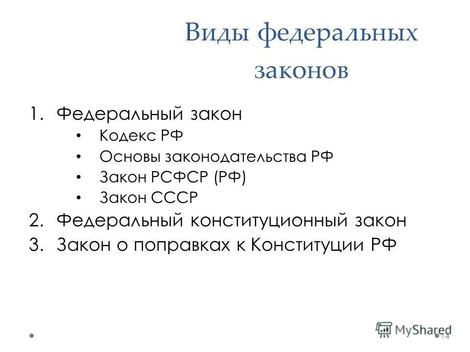 Виды законов в рф