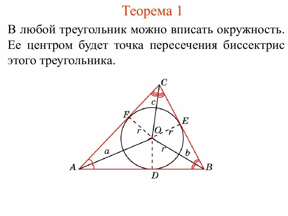 Теорема о центре окружности вписанной в треугольник. Центры вписанных и описанных окружностей теоремы. Теорема о центре вписанной вписанной в треугольник окружности. Теорема об окружности вписанной в треугольник. В любой ли треугольник можно вписать окружность