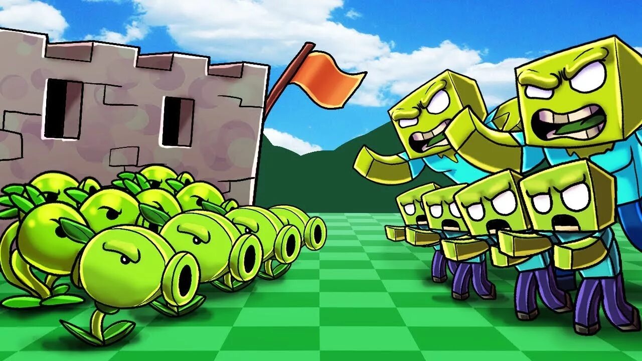 Plants vs Zombies майнкрафт. Растения против зомби 2 в МАЙНКРАФТЕ. Майнкрафт растения против зомби зомби.