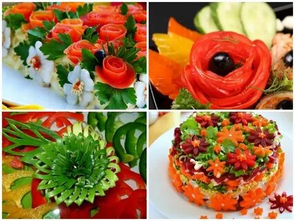 Украсить салат овощами