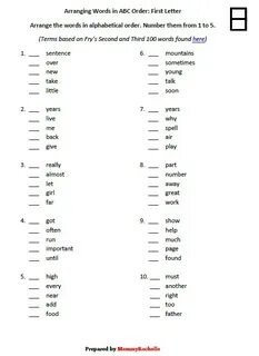 Then write the words in abc order