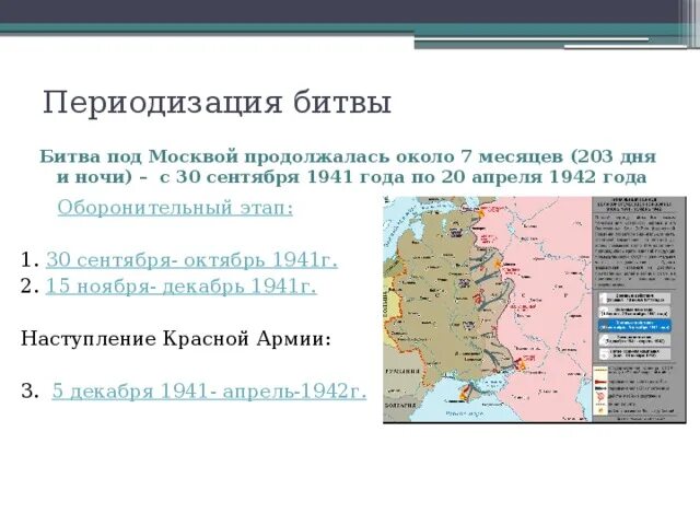 Периодизация Московской битвы. Оборонительный этап московской битвы