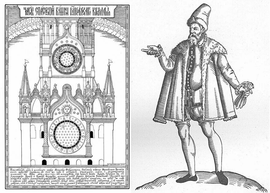 Что относится к достижениям архитектора христофора галовея. Часы на Спасской башне Кремля 17 век. Часы на Спасской башне в 17 веке.