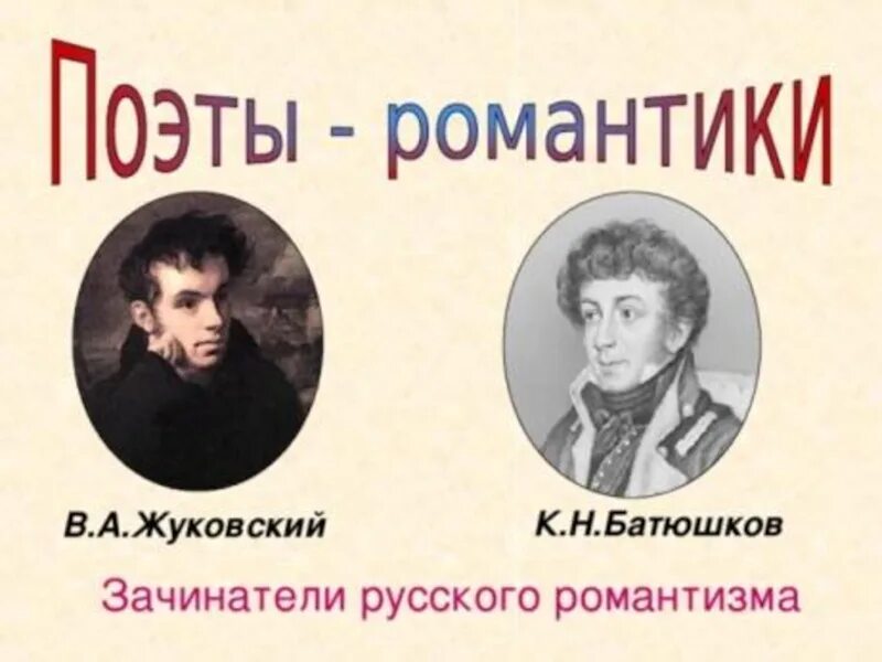 Авторы романтики. Жуковский Батюшкова Романтизм. Поэты романтики 19 века русские. Романтизм Писатели русские Жуковский. Портреты Батюшкова, Жуковского представителей романтизма.