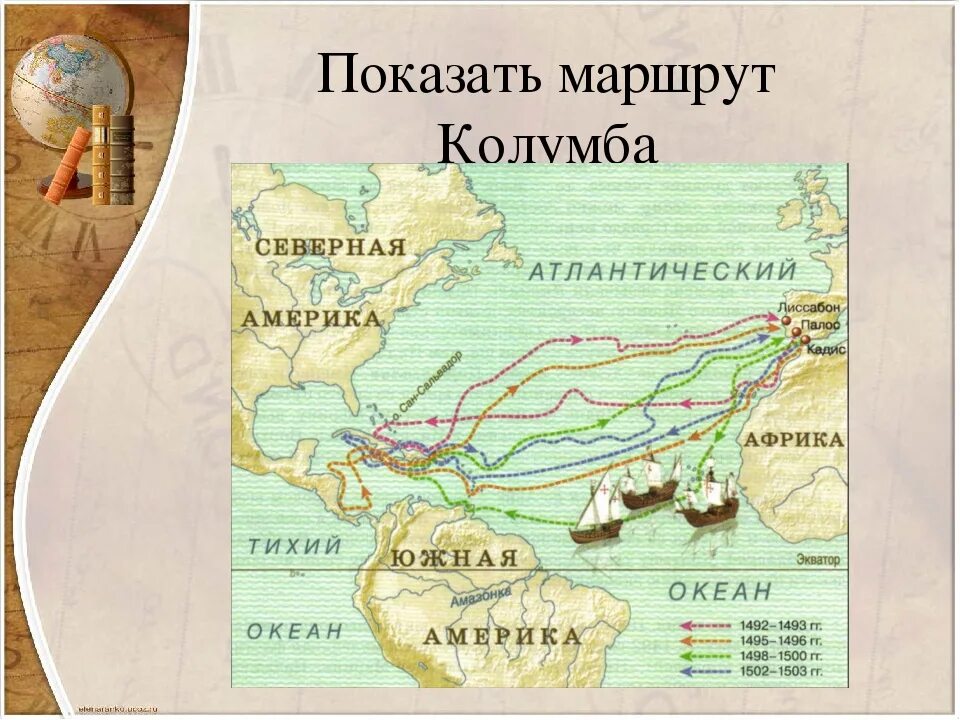 Маршрут путешествия Христофора Колумба. Маршрут экспедиции Христофора Колумба. Маршрут экспедиции Колумба. Путешествие колумба на карте