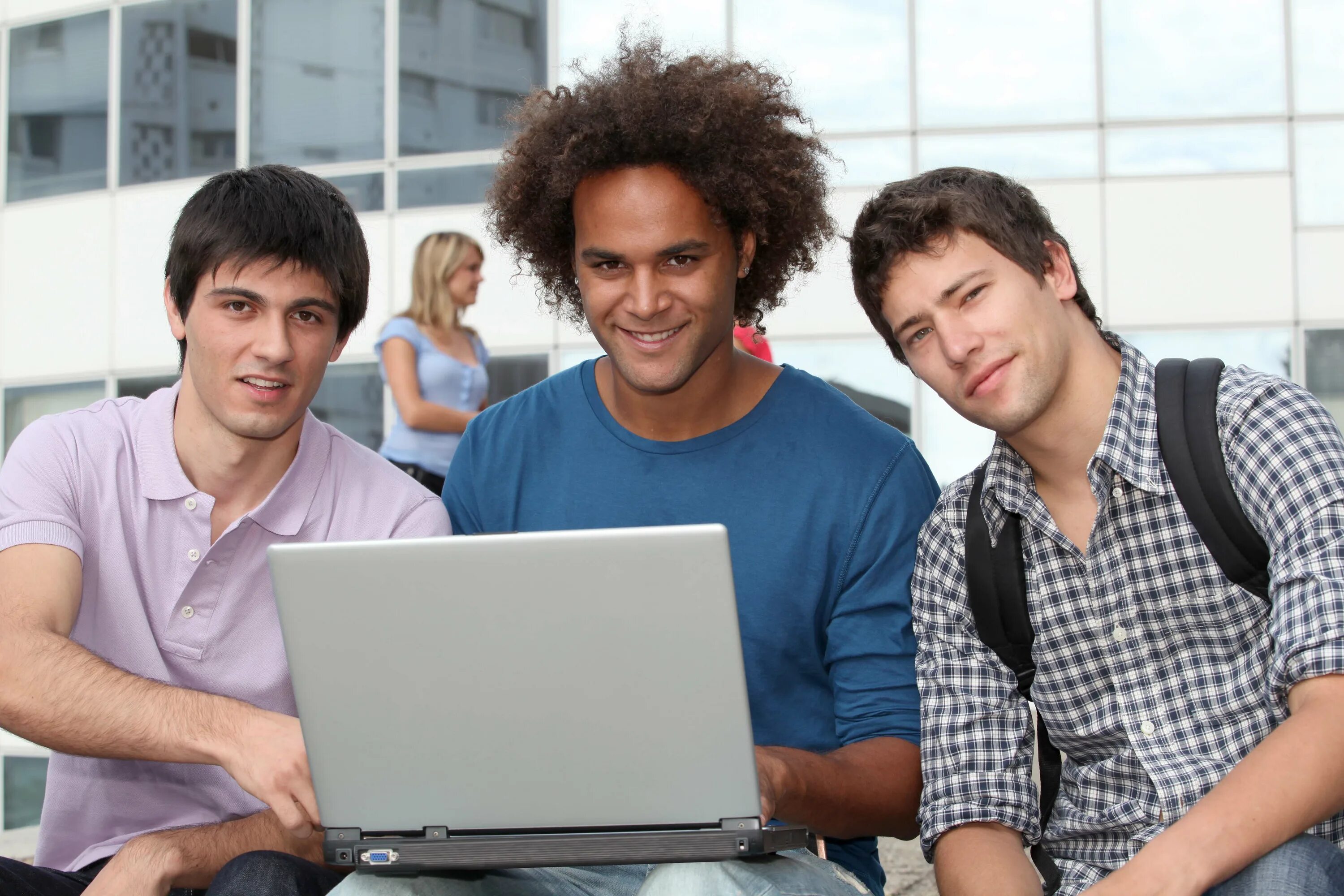 Students at Laptop. Boys at College. Student boy at College. With Laptop Squad. The boys are students