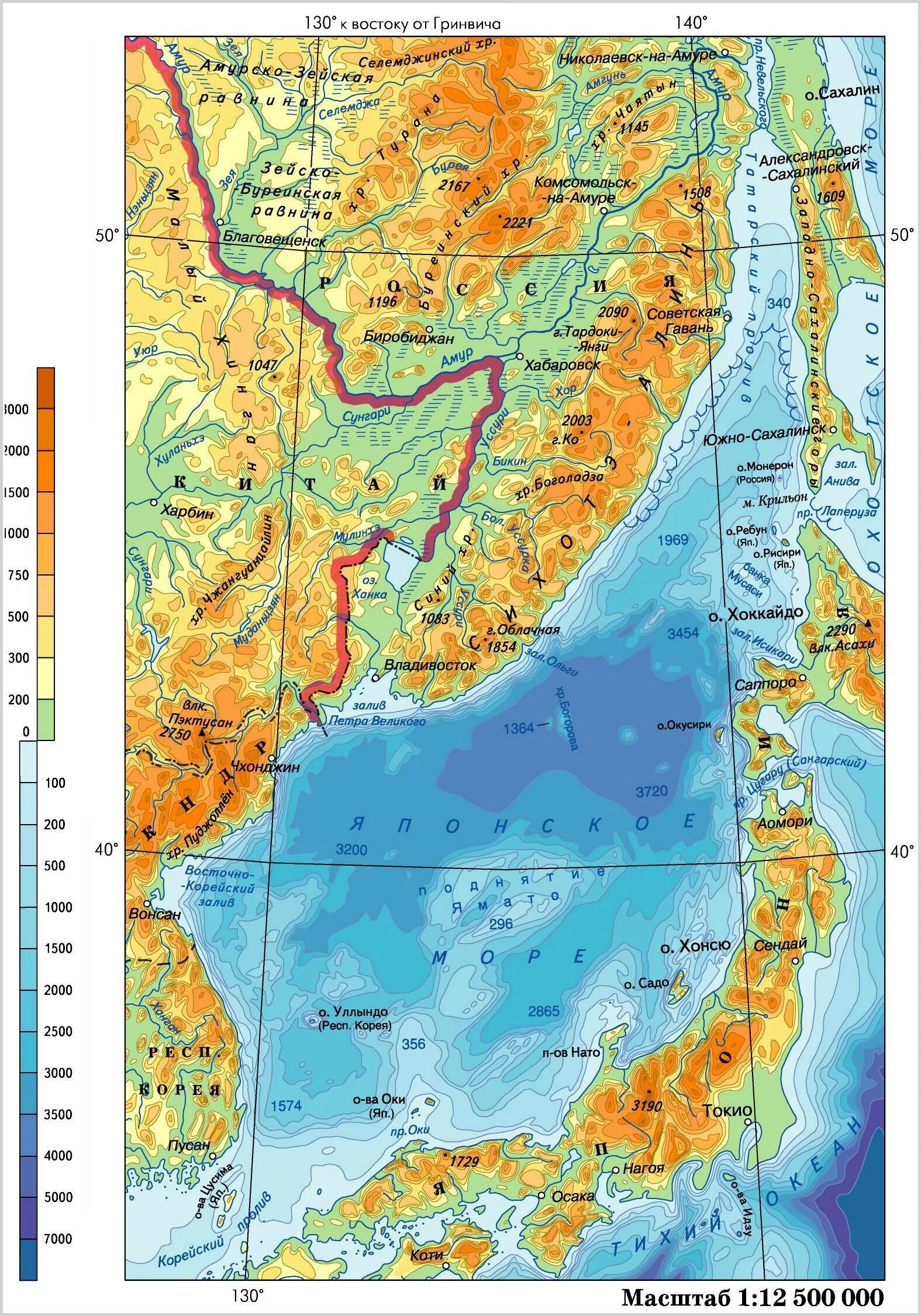 Океан омывающий владивосток. Сихотэ-Алинский хребет на карте. Хребет Сихотэ-Алинь на карте. Проливы японского моря на карте. Сихотэ Алинь на карте России.