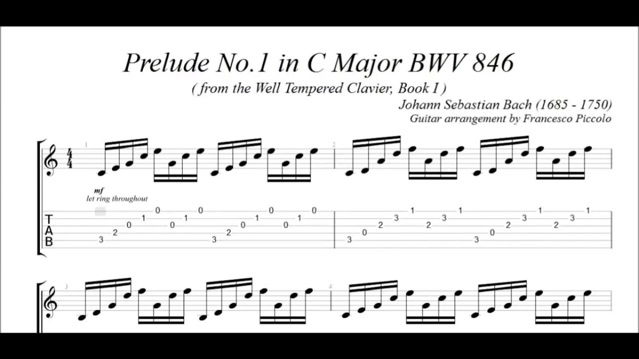 Иоганн бах прелюдия. Бах прелюдия до мажор Ноты. BWV 846 гитары. J. S. Bach - Prelude in c Major, BWV 846 from the well-Tempered Clavier Ноты для гитары. Бах прелюдия 1 Ноты.