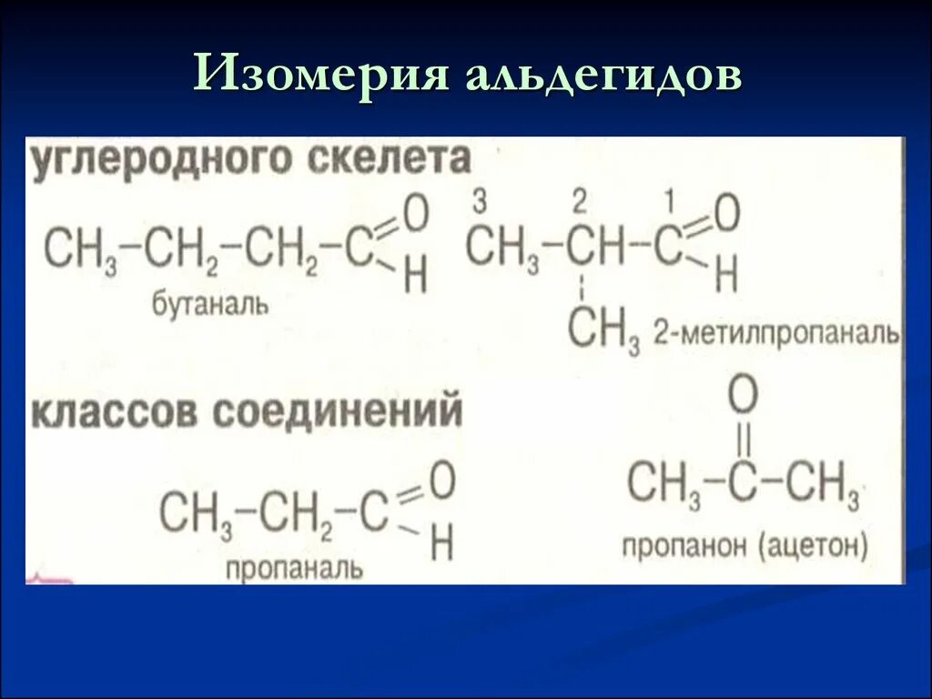 Изомерия альдегидов. Межклассовая изомерия альдегидов. Структурные изомеры альдегидов. Виды изомерии кетонов