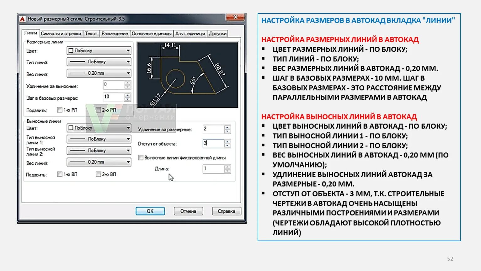 Настройки размеров. Параметры размеров в автокаде. Типы линий Автокад. Цвет линий в автокаде. Типы линий в автокаде.