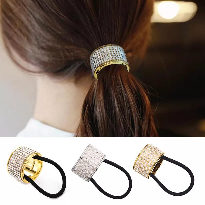 Аксессуар хвост. 2021 Hairband Pearl women hair Accessories Scrunchy Punk ponytail Holder Plastic Crystal Gum for hair Ring Elastic hair Band. Резинки для волос. Заколки резинки для волос. Резинка заколка для хвоста.