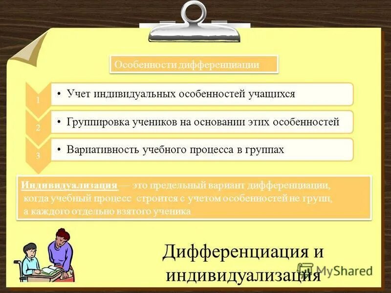 Дифференциация индивидуальных особенностей учащихся. Особенности дифференциации. какие взгляды существуют на учет индивидуальных особенностей. что нужно делать для учёта индивидуальных особенностей учащихся.