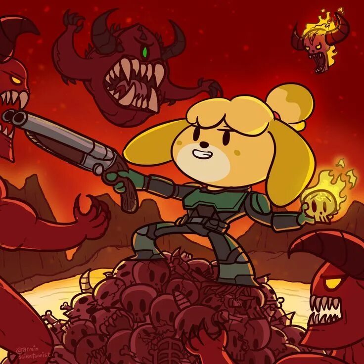 Doom animals. Дум и Энимал Кроссинг. Animal Crossing x Doom Eternal.