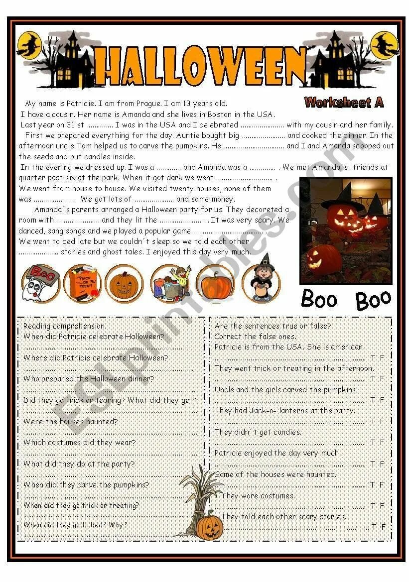 Halloween story for kids. Halloween reading comprehension. Reading comprehension. To be reading comprehension. Halloween reading comprehension worksheets.
