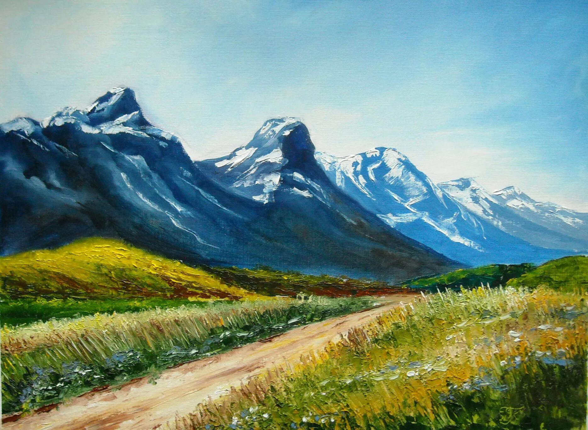 Painted landscape. Лорен Карпентер горный пейзаж. Картина горы. Горы рисунок. Рисование горного пейзажа.