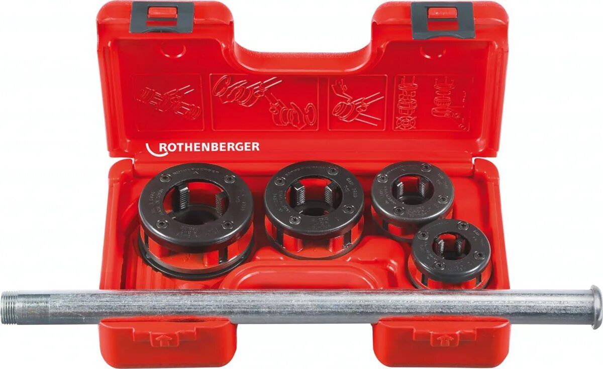 Набор для развальцовки труб hoegert / ht1p626. Клупп трубный 2 дюйма. 1/4". 1/4" (rothenberger 70781х) сена. Клупп трубный набор (1/2" - 2") + плашки (1/2", 3/4", 1", 1/4" и 1 1/2" ,2" по 2 комп.