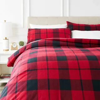 Amazon Basics Flannel Bedding Set with Duvet Cover - 230 x 220 cm / 50 x 80...