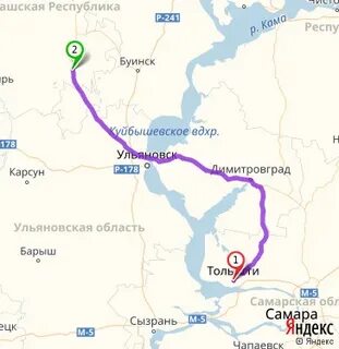 Ульяновск буинск расстояние