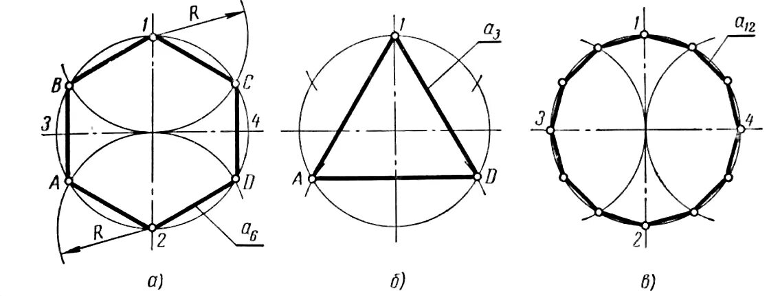 Построить правильный треугольник вписанный. Построение правильного шестиугольника вписанного в окружность. Построение правильного треугольника с помощью циркуля. Как построить шестиугольник циркулем. Построение правильного шестиугольника с помощью циркуля.