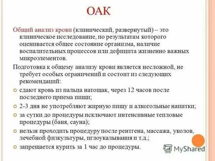 Подготовка пациента к анализам алгоритмы