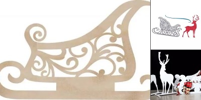 сани с оленями из картона шаблон
