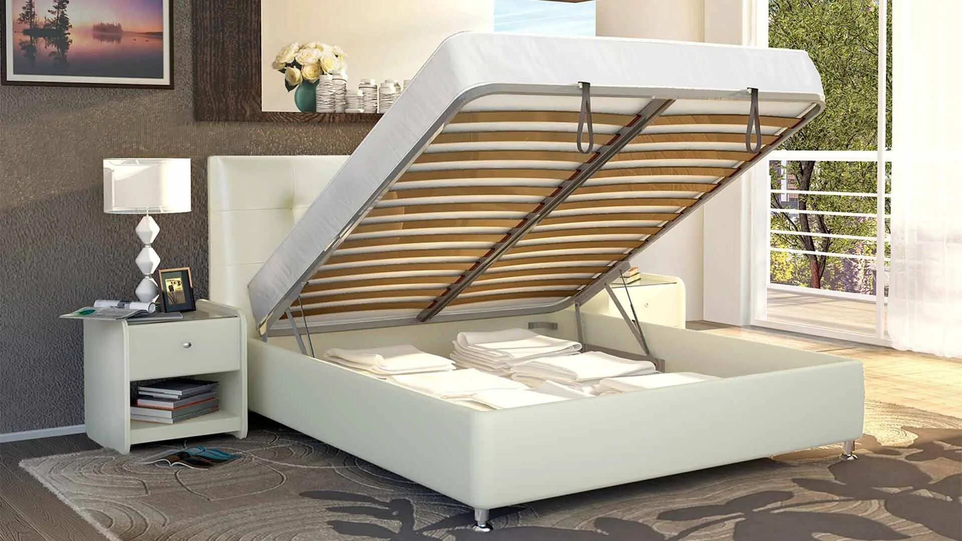 Кровать Марлена Аскона. Кровать двуспальная 160х200 с подъемным механизмом Аскона.