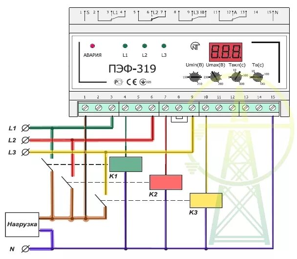 Переключатель фаз схема подключения. Схема подключения переключателя фаз. Pf-431 автоматический переключатель фаз схема подключения. Пэф переключатель фаз. Схема подключения переключателя фаз pf-451.