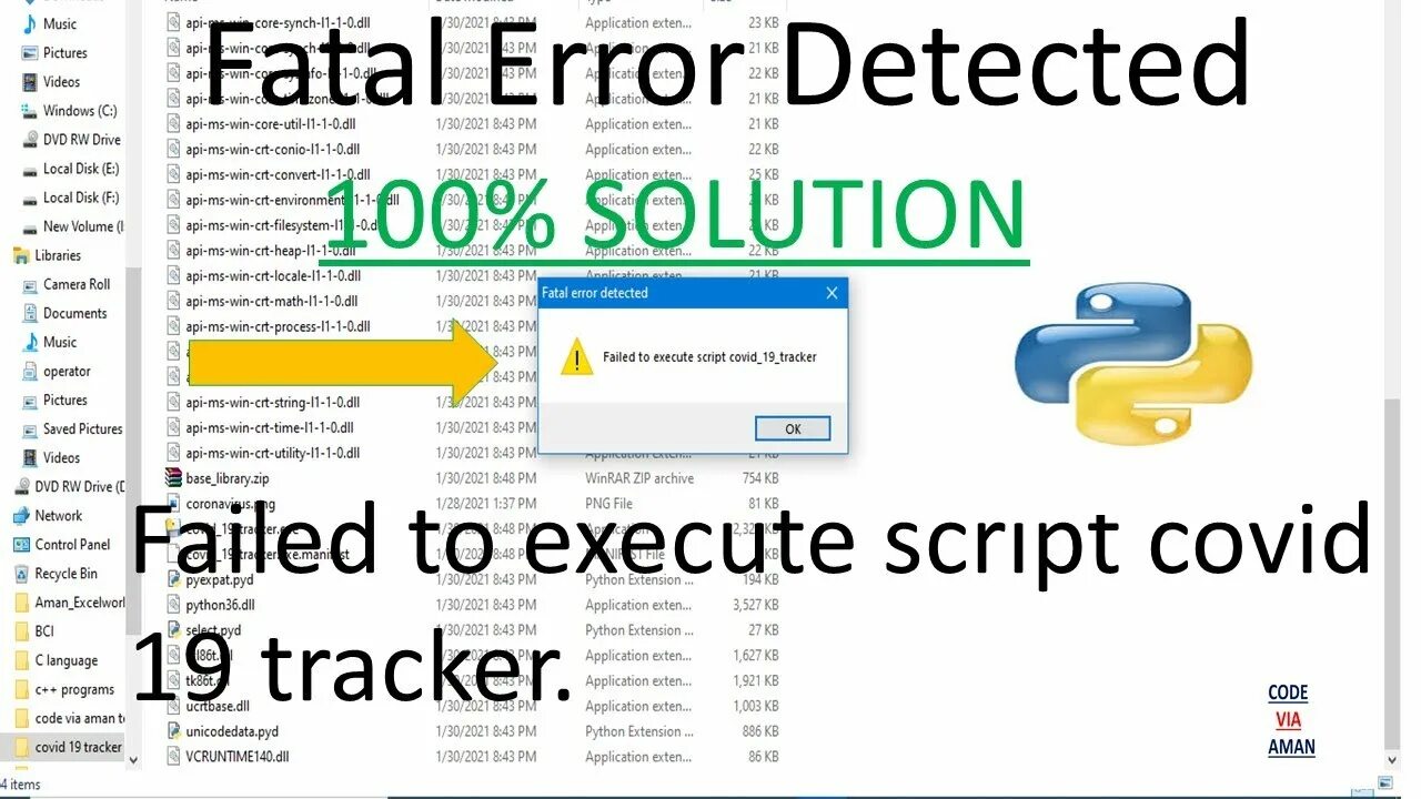 Failed to execute script. Fatal Error failed to execute script. Execute script. Detected fails. Python exe failed to execute script 'main' due to unhandled exception!.