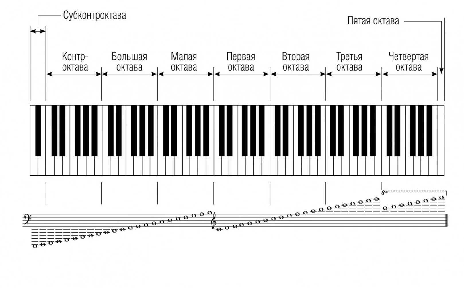 Ноты большой октавы. Октава фортепиано 2 октавы. Нотная клавиатура 1 Октава. Клавиатура фортепиано 1 и 2 Октава. Октавы синтезатора схема.