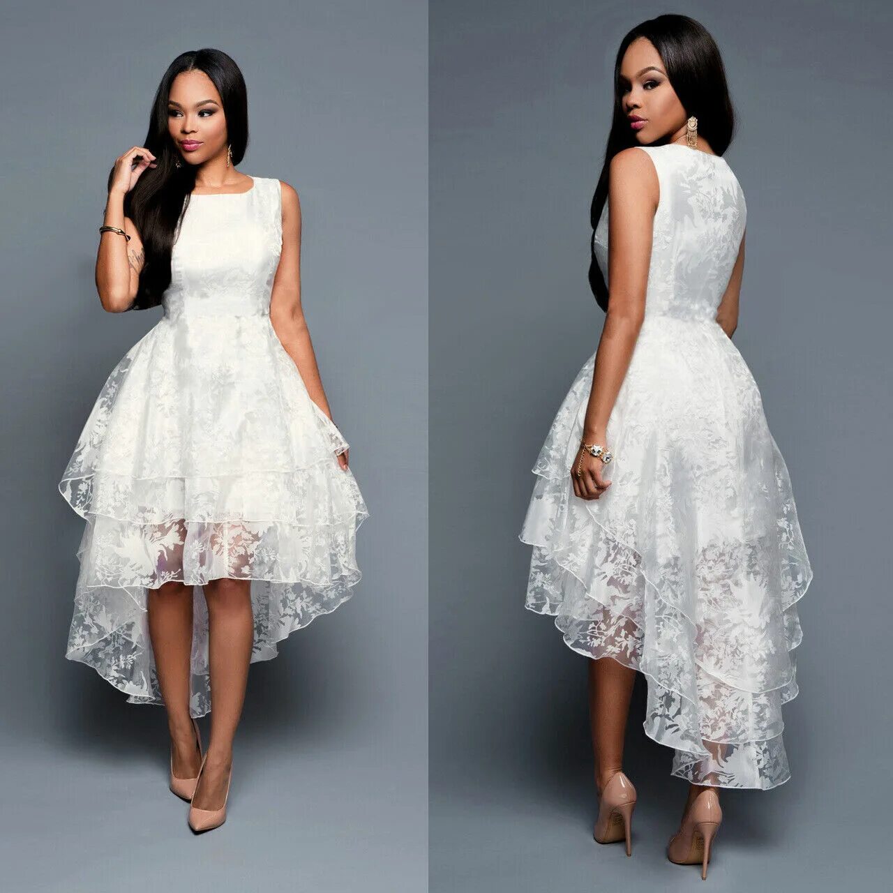 Короткий шлейф. Платье на свадьбу. Белое платье. Короткое платье на свадьбу. Белое короткое платье на выпускной.