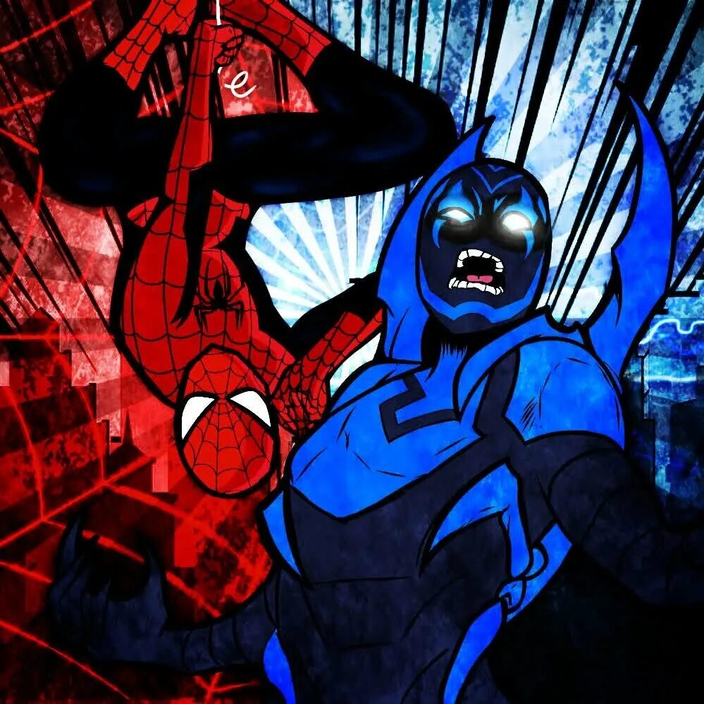 Синий жук 2023 отзывы. Синий Жук и человек паук. Синий Жук против человека паука. Синий Жук 2.