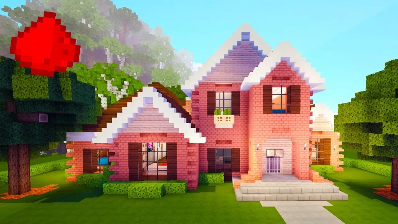 Маленький дом в МАЙНКРАФТЕ. Очень красивый домик в МАЙНКРАФТЕ. Розовый домик в МАЙНКРАФТЕ. Дом мечты в МАЙНКРАФТЕ.