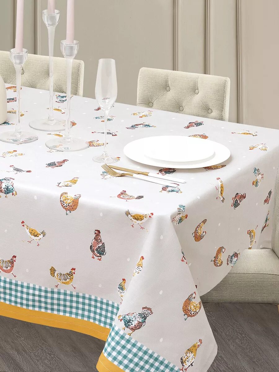 Ткань с петушками. Пасхальная скатерть. Скатерть куры. Скатерть с курицами. Скатерть куры.