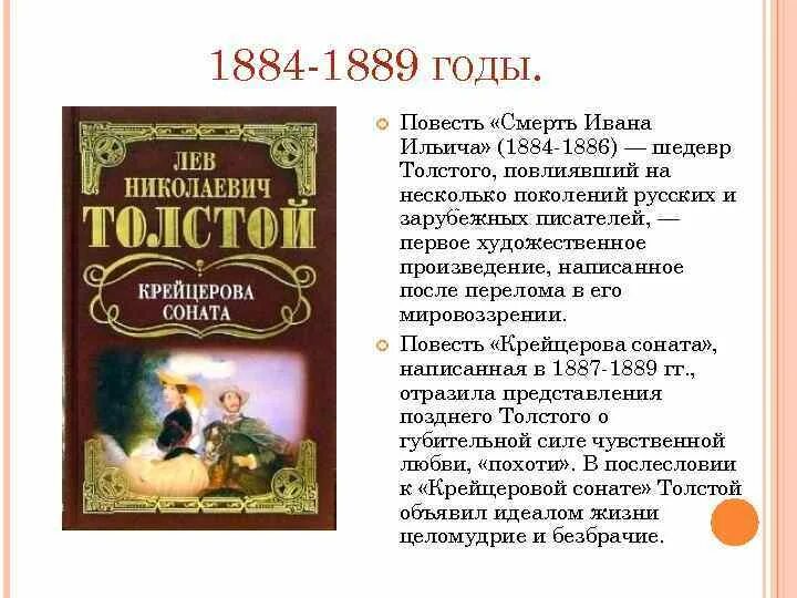 Толстой соната крейцерова кратко. Повести «Крейцерова Соната» толстой. Толстой смерть Ивана Ильича 1886. Крейцерова Соната Рене прине. Поздние произведения Толстого.