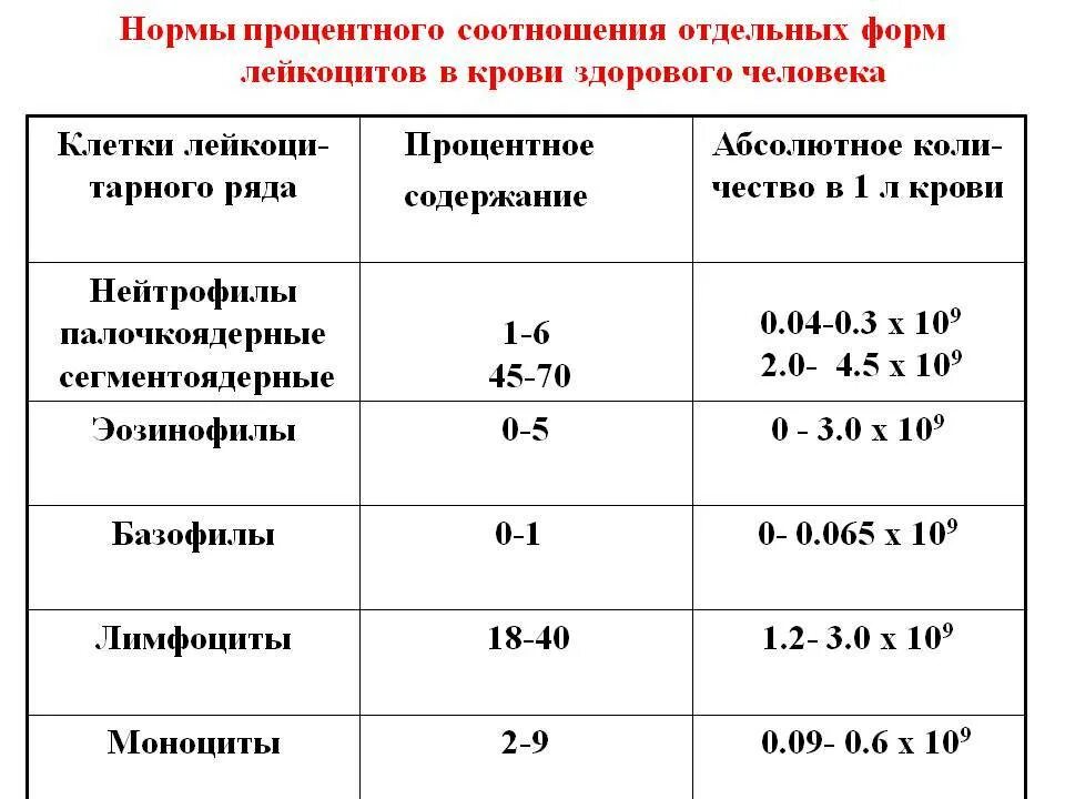Лейкоциты норма у мужчин