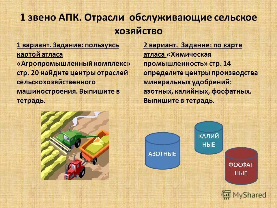 Развитие отрасли апк. Агропромышленный комплекс 1 звено. Агропромышленный комплекс обслуживающие отрасли.