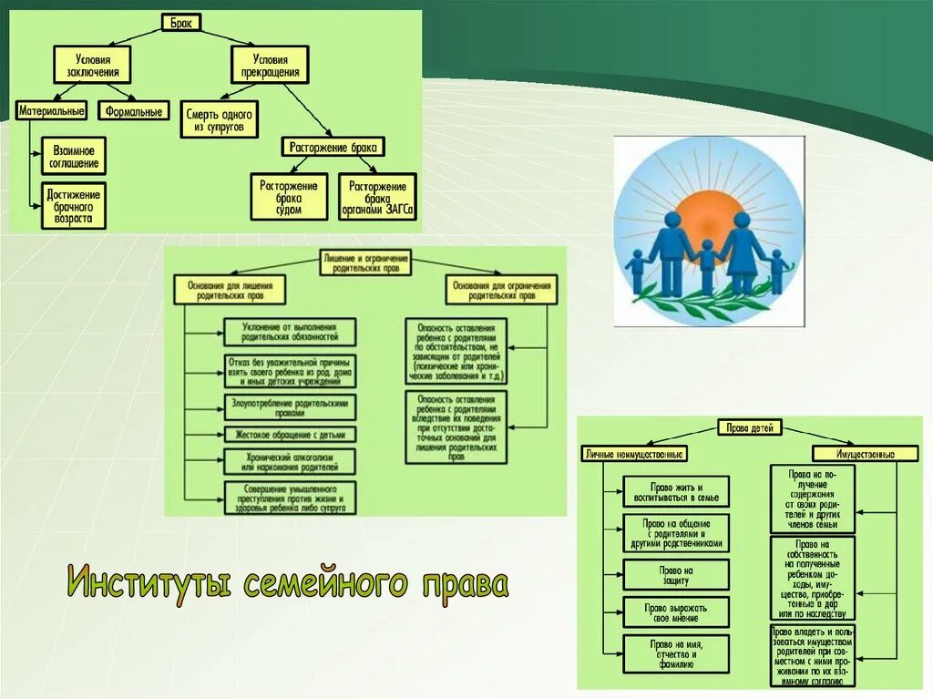 Институты семейного права примеры Институты права схема