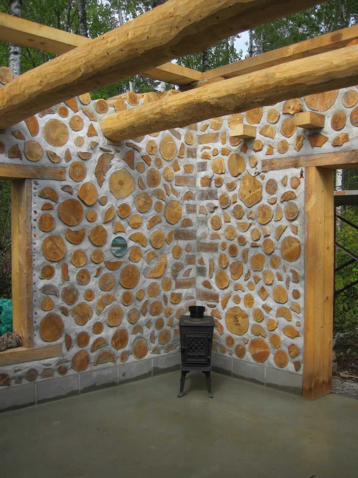 Дом из дров своими руками. Баня cordwood. кордвуд (cordwood). технологии экодом &quot;глиночурка&quot;. фундамент глиночурка кордвуд.