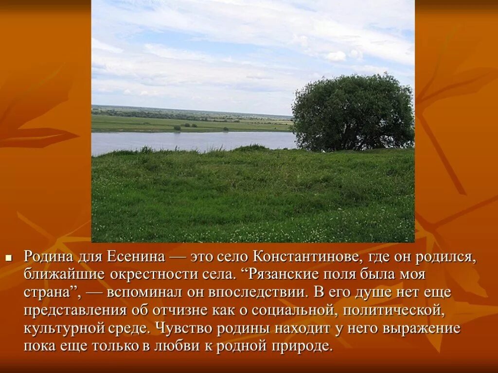 Как раскрывается тема родины в стихотворениях есенина. Село Константиново в Рязанской области Родина поэта. Родина Есенина село Константиново. Село Константиново о малой родине с.а.Есенина..