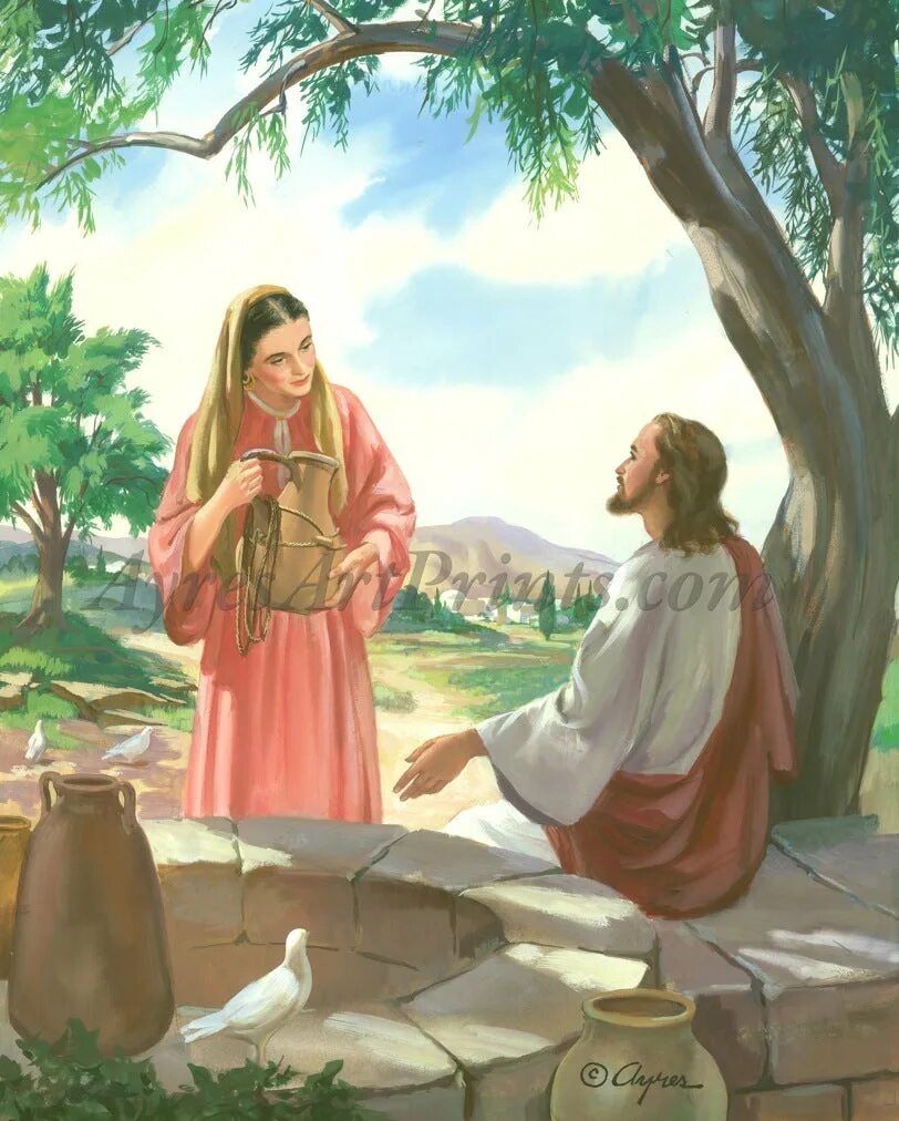 Христос и самарянка. Христос и самарянка у колодца. Иисус Христос и самаритянка у колодца. Христос и самарянка у колодца картина.