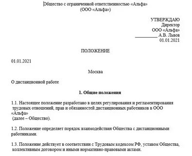 Положение о разработке продукции