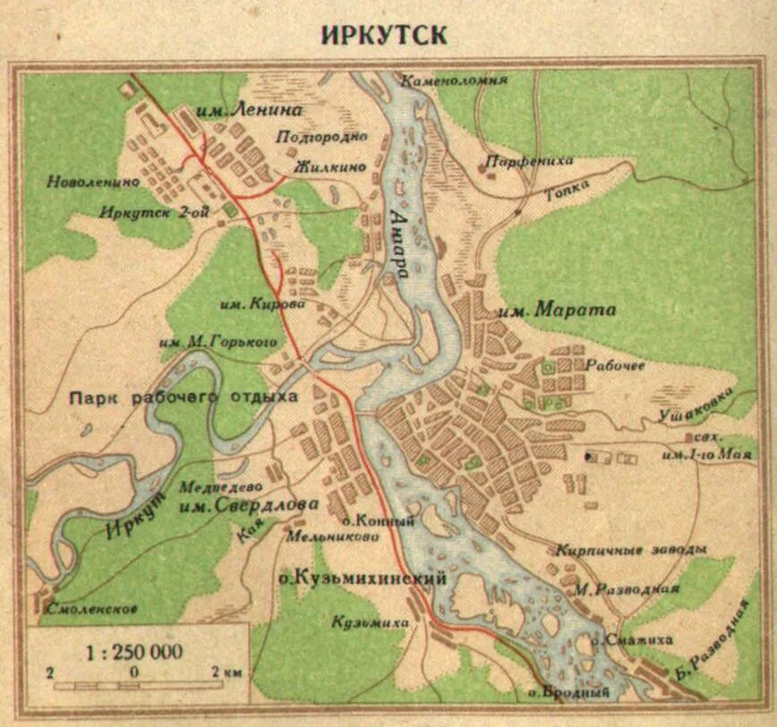 карта второго иркутска