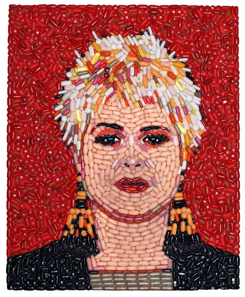 портрет из необычных материалов. необычные картины из. коллажи из необычных материалов. джейн перкинс картины. зак фриман художник.