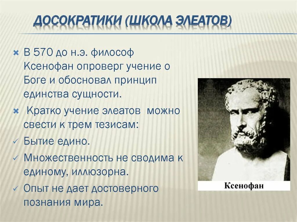 Проблема бытия в древнегреческой философии. Досократики школы. школы досократовской философии. античные философы досократики. школа элеатов.